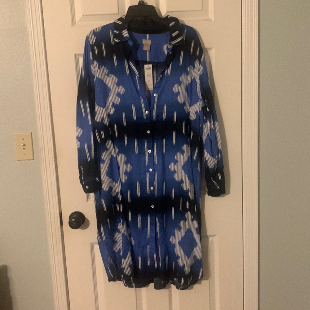 NWT Chico’s royal blue and navy duster size 2 or Large